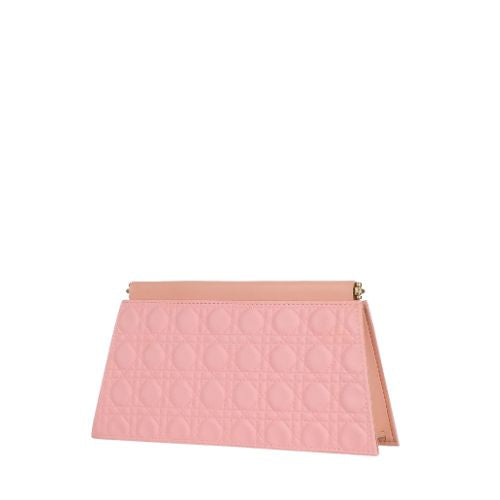 quilted pink evening clutch with snap closure